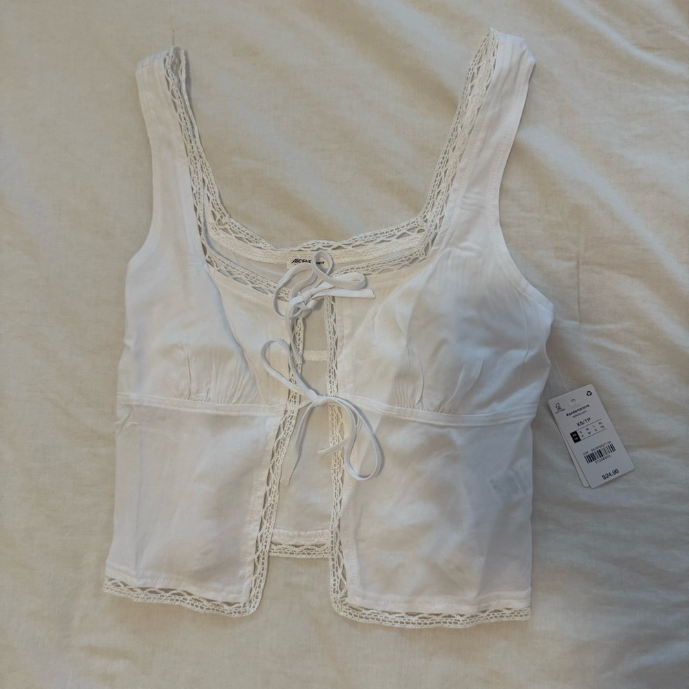 Ardene White Lace Tie Up Tank Top